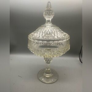 Indiana Glass Diamond Pattern Pedestal Dish - Clear
